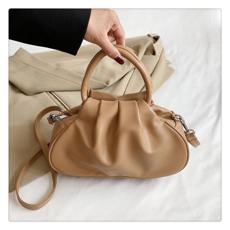 Wholesale Retro cloud pleated solid color versatile women's bag hand-held underarm bag shoulder bag messenger bag